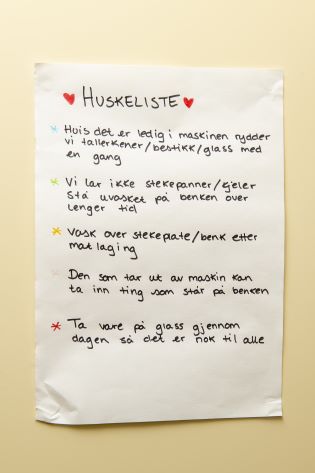 Huskeliste i et studentkollektiv